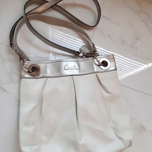 Authentic Coach crossbody bag white silver trim